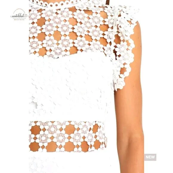 Midi Formal Dress with Lace Overlay, Backless, One Shoulder